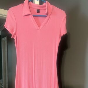 Pink V-Neck Dress